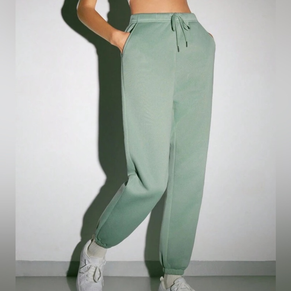 NWOT INAWLY Drawstring Waist Thermal Lined Sweatpants, Sage Green, Size S/4